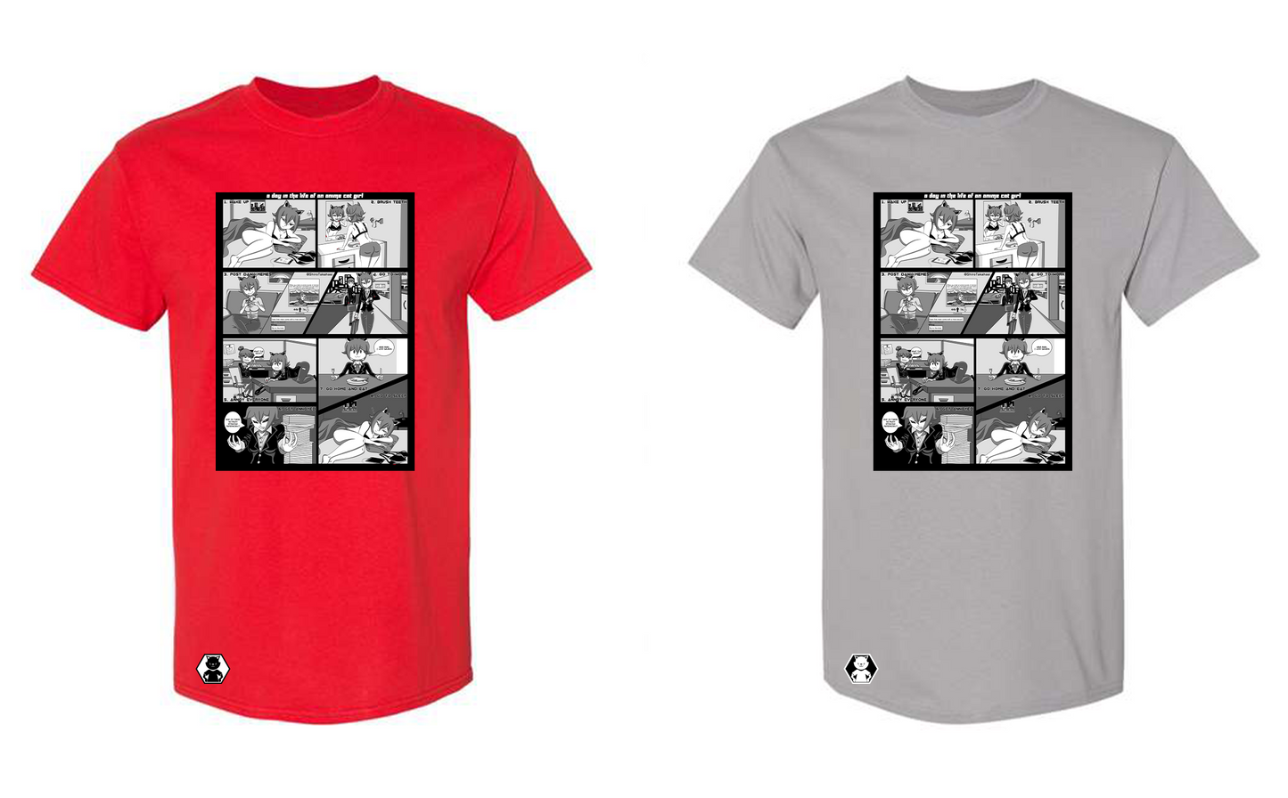 anime cat girl red and light grey t-shirts